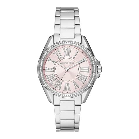 Michael Kors Kaycie Pave Silver Tone Watch .